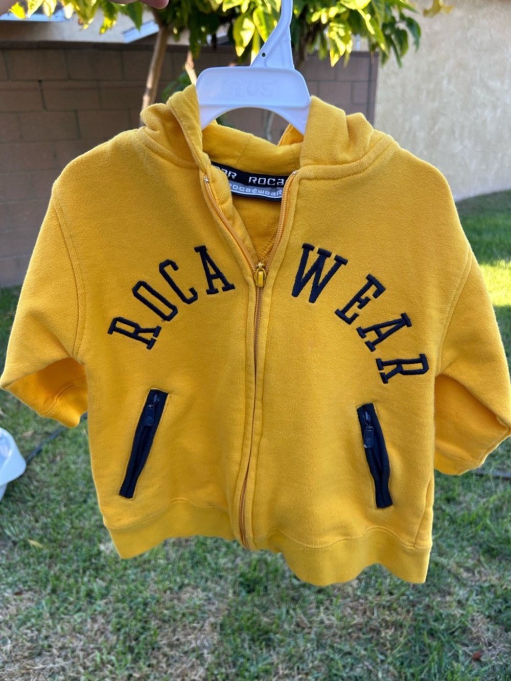 Rocawear Kids Yellow Hooded Zip-Up Sweatshirt with Navy Accents